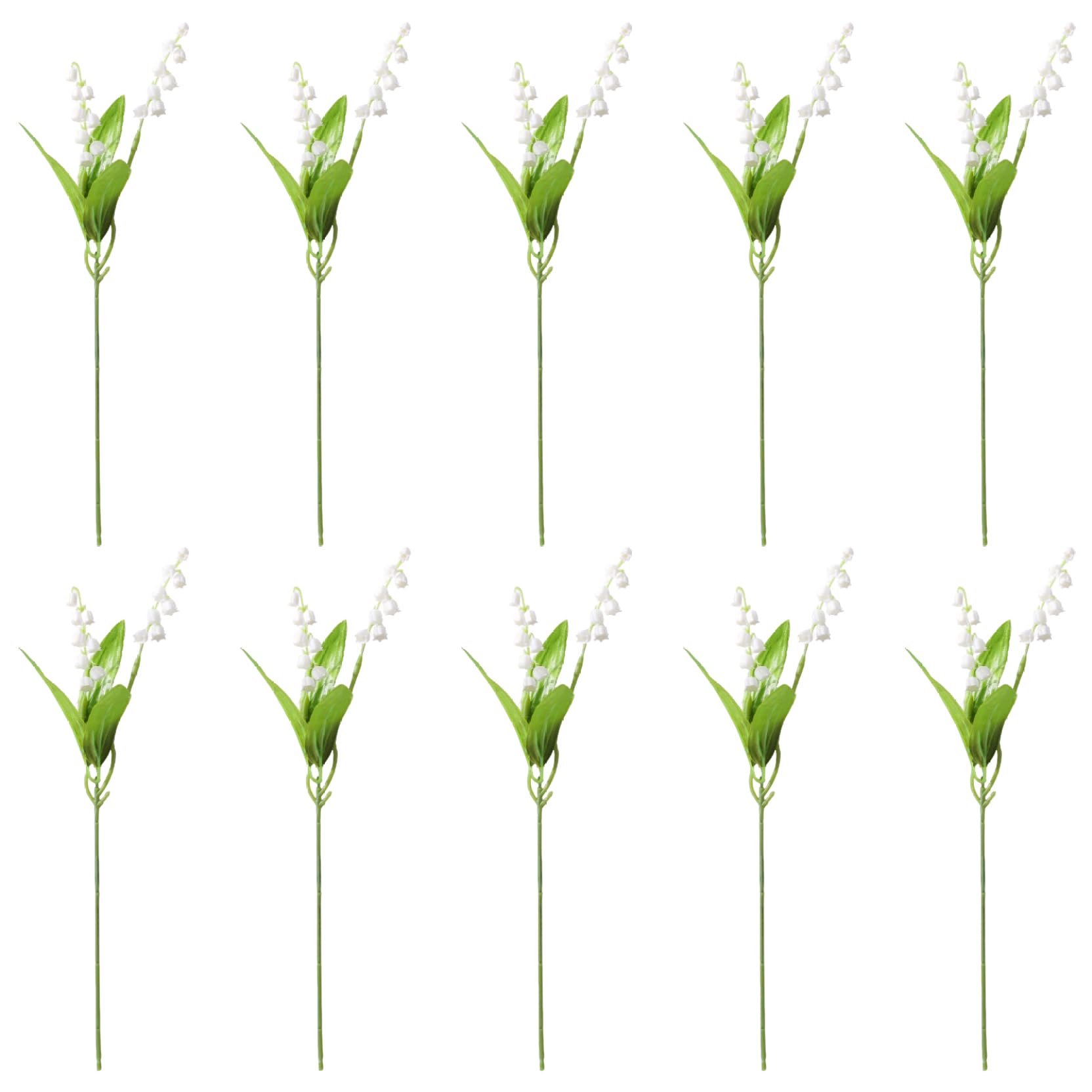 Perodlly 10Pcs Artificial Lily of The Valley, 14 Inch White Faux Flowers Bell Orchid Wedding Bouquet May Flower for Home Wedding Party Garden.