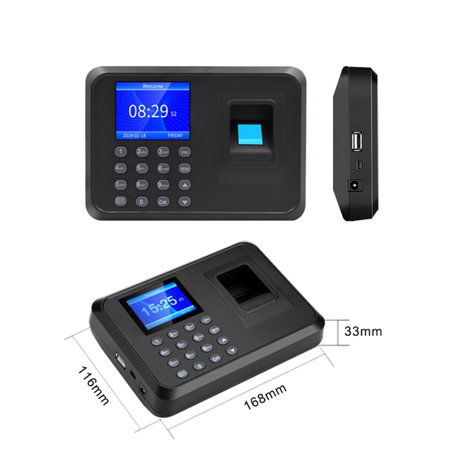 Maszyna do pomiaru czasu Maszyna do pomiaru czasu odcisków palców Maszyna do rejestracji odcisków palców Inteligentne urządzenie do pomiaru czasu odcisków palców Wielojęzyczny ekran LCD o przekątnej 2