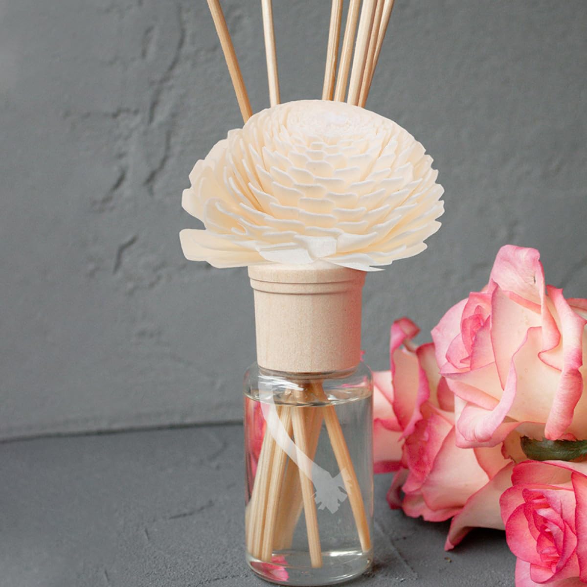 MAGICLULU Diffuseur de Parfum 2pcs Tête de Fleur en Corde de Coton Beige, Diffuseur D'huiles Essentielles Léger et Élégant pour Décoration de Voiture ou Intérieur