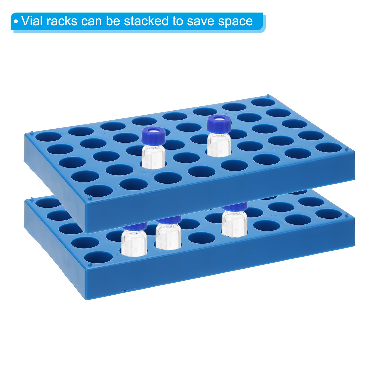 PATIKIL Probenröhrchenständer Für 10ml Autosampler Fläschchen Probenröhrchenschale 40-Well Stapelbarer Teströhrchenständer Halter Für Mikrozentrifugenröhrchen Blau