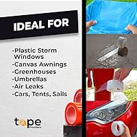 Vista 5 de WOD - Cinta de reparación de barrera de vapor e invernadero, película de polietileno transparente de 1 pulgada x 108 pies, resistente a los rayos