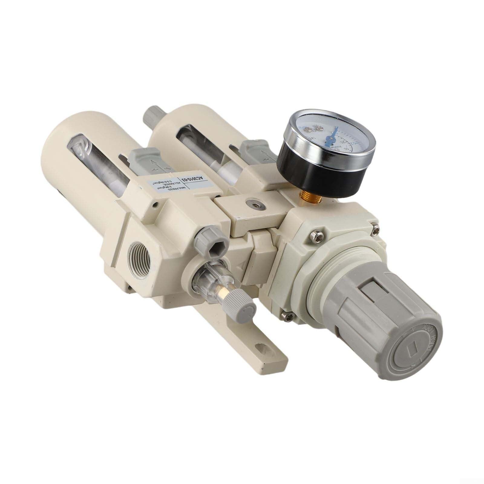 Regulador de filtro de aire comprimido industrial con separador de trampa de aceite de agua y válvula de drenaje semiautomática para una protección eficiente del sistema neumático (3/8