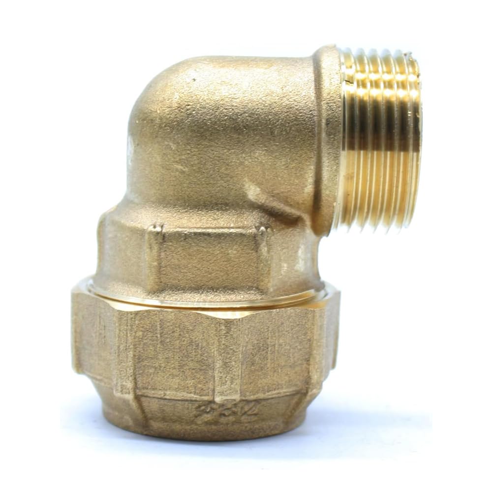Suinga Codo Macho Laton 32mm x 1'' para Tuberia Polietileno | Pack 4 Codos Rosca Macho | Accesorio de Fontaneria Roscado | Certificado Aenor | Conexion Rosca Macho