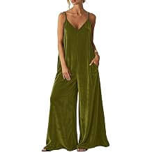 Womens Velvet Wide Leg Jumpsuits Dressy Spaghetti Strap Romper