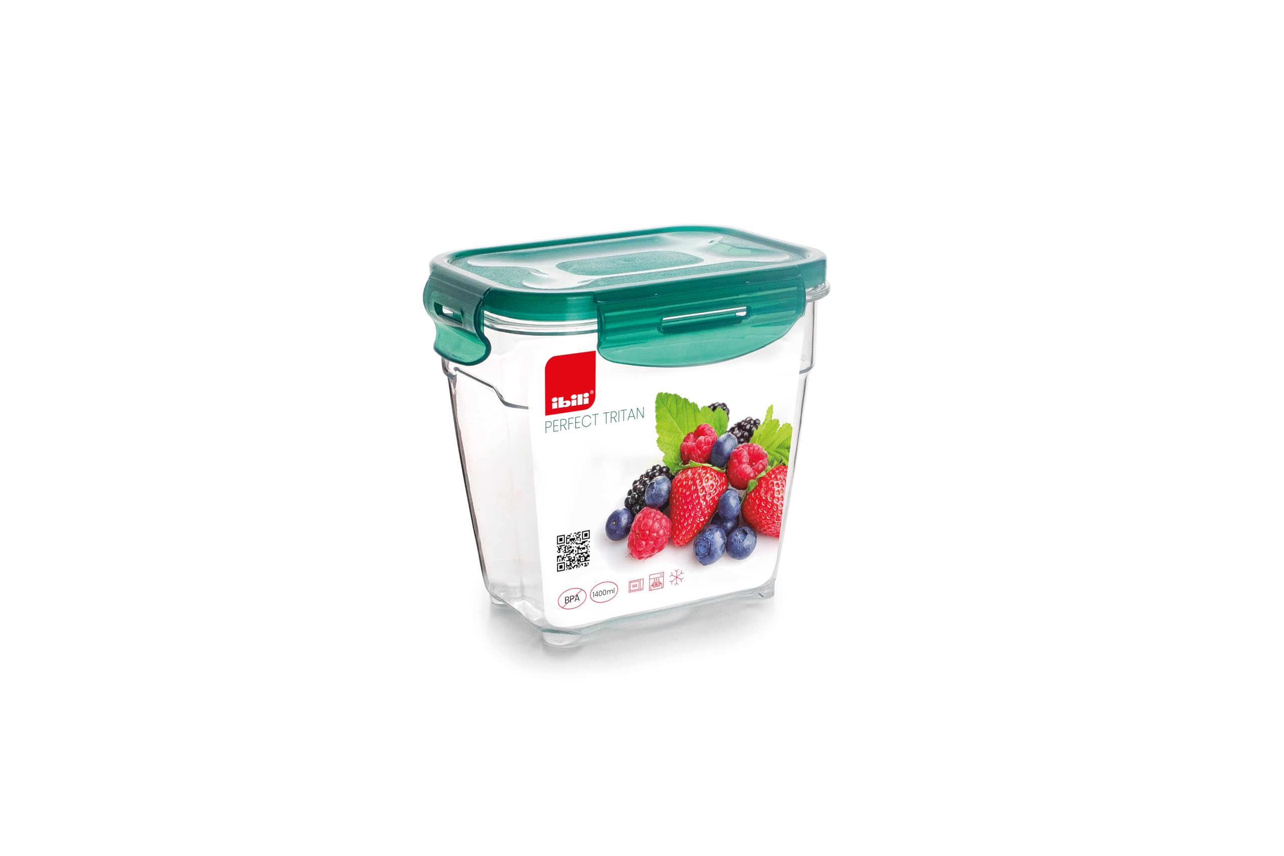 IBILI - Tritan 1400 ml Container, airtight Sealed Container with BPA-Free Plastic lid, Fridge/Freezer Safe, Microwave and Dishwasher Safe.