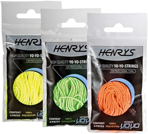 Henrys Neon Yo-Yo String - Juego de 6 cuerdas de poliéster (amarillo)
