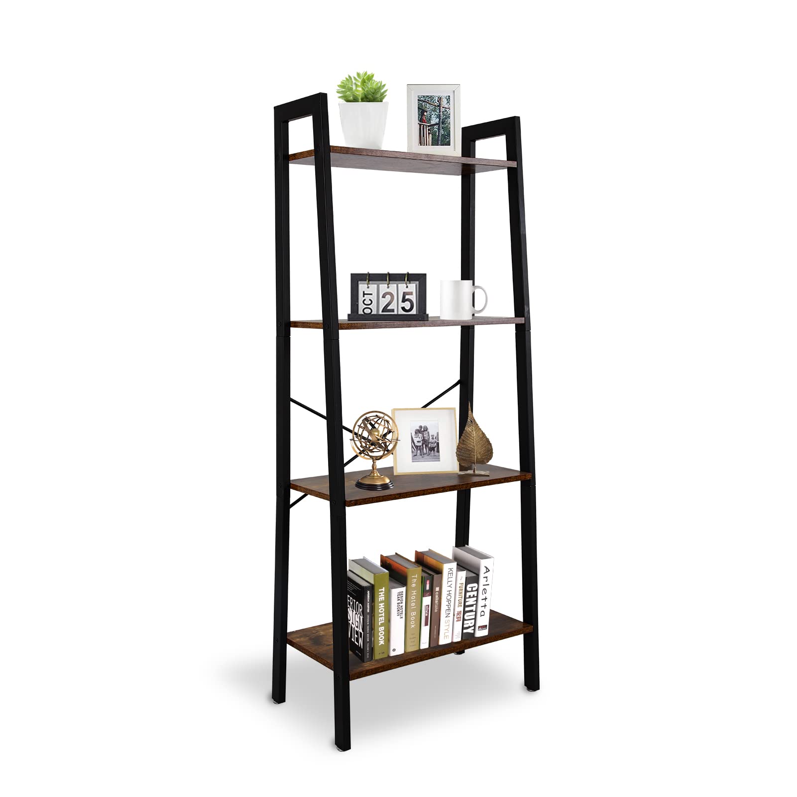 Buy Ladder Shelf, 4 Tier Ladder Bookshelf, Leaning Bookshelf, Ladder