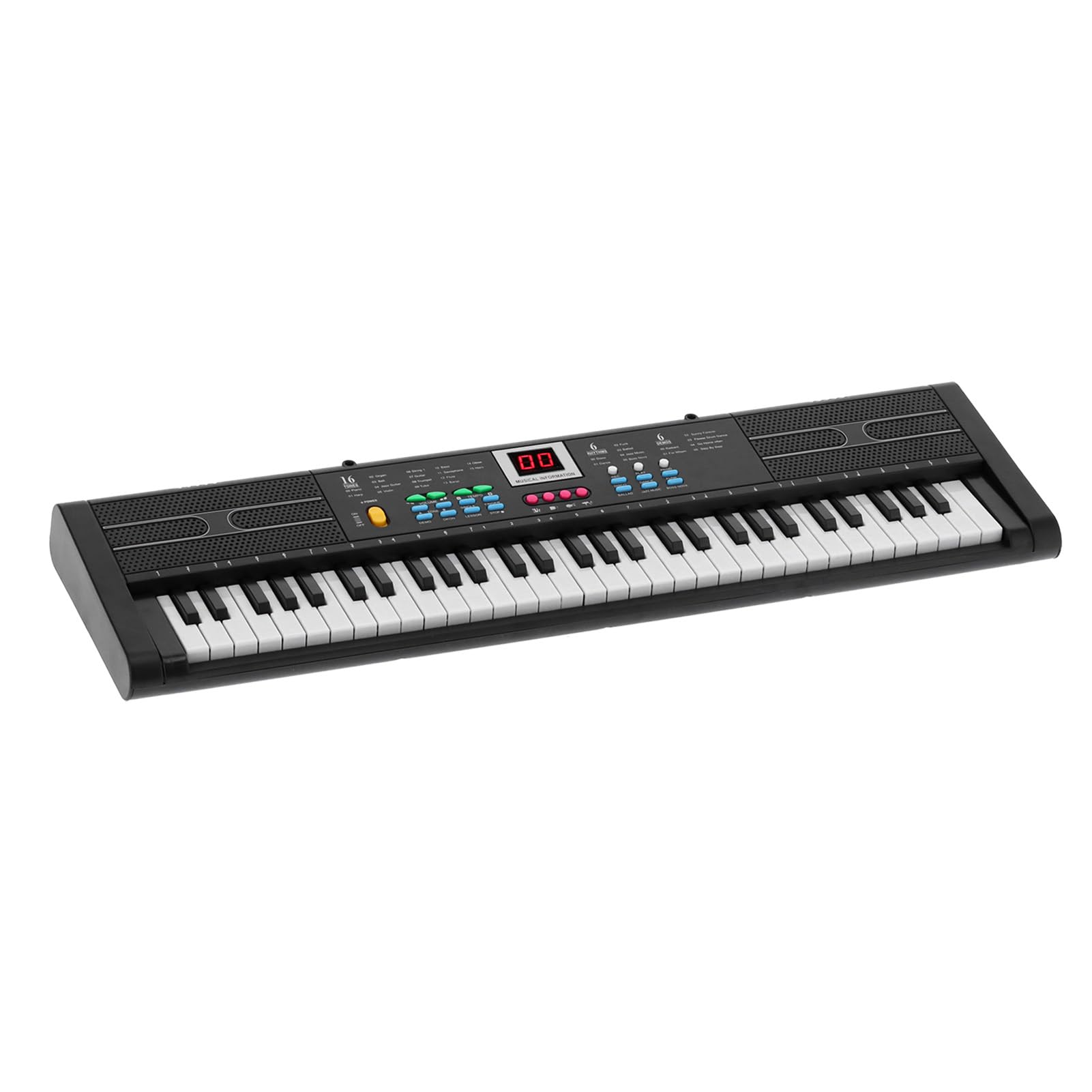 POENVFPO Elektroniczna Klawiatura Fortepianowa, 61 Klawiszy Pianino Cyfrowe z Mikrofonem dla Początkujących Dzieci, Zasilane Przez USB, Zawiera Stojak na Nuty, Utwory Demonstracyjne, Wiele Tonów i