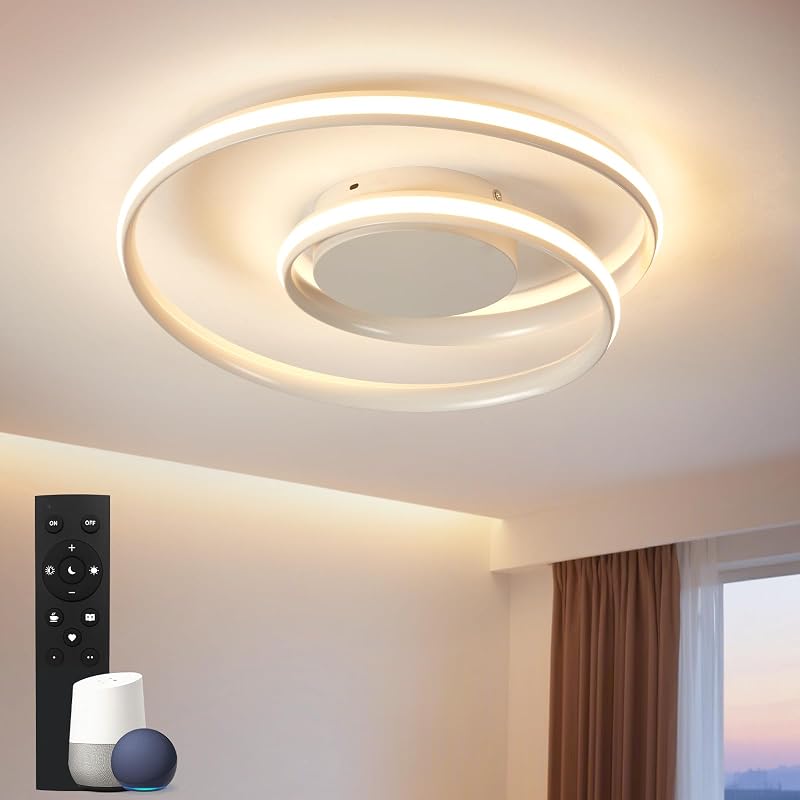BAYHT Okos Mennyezeti Lámpa Távirányítóval - 28W LED, 48cm, HomeKit, Alexa, Google Kompatibilis, Fényerő és Színhőmérséklet Szabályozás, Nap