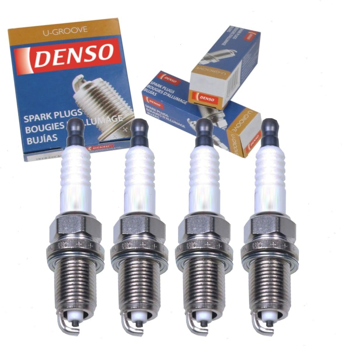 4 pc DENSO Standard U-Groove Spark Plugs compatible with Toyota Matrix 1.8L 2.4L L4 2003-2013