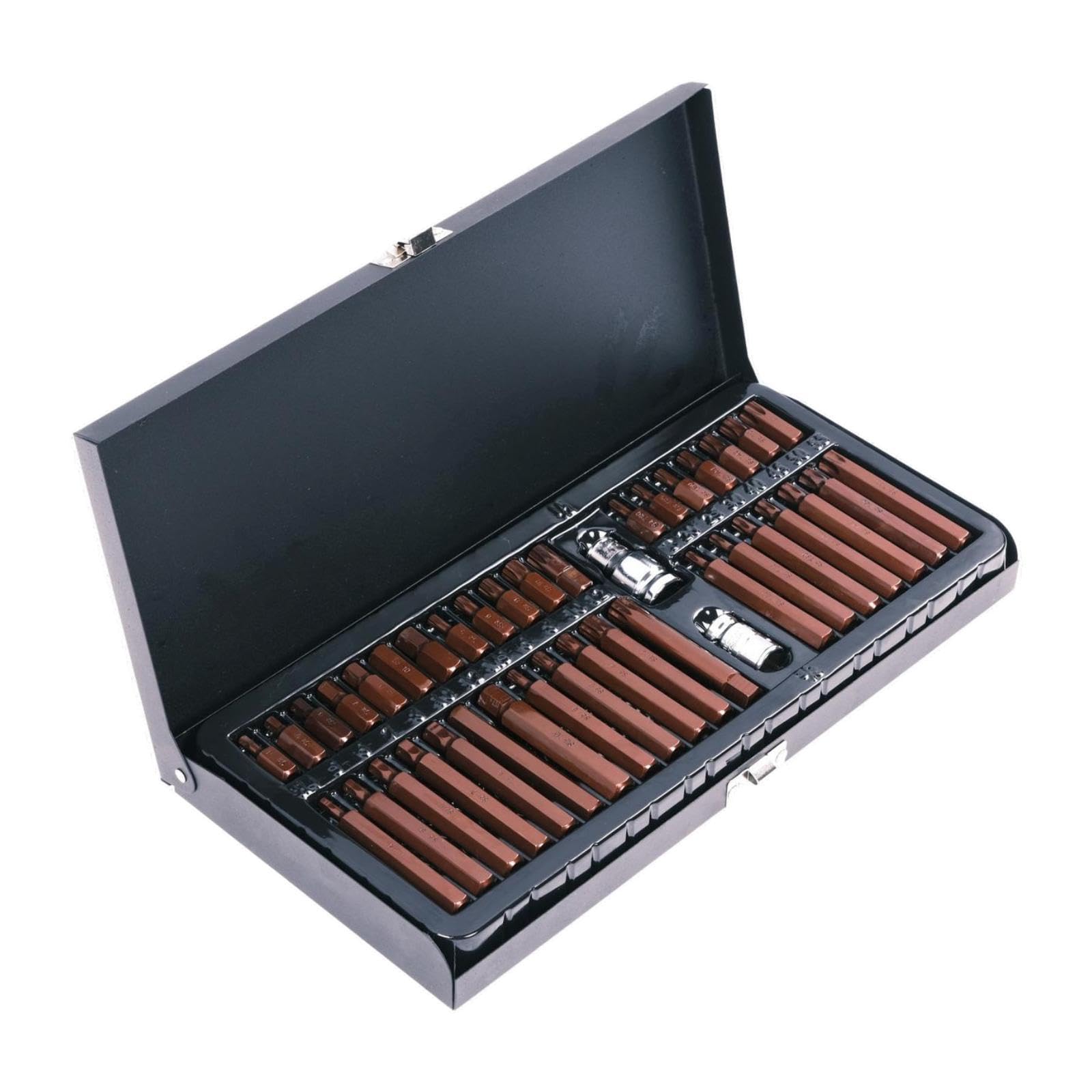 Coffret de 40 douilles hexagonales avec embouts et adaptateurs, idéal pour professionnels. Résistant à l'usure. Entraînement, Bronze