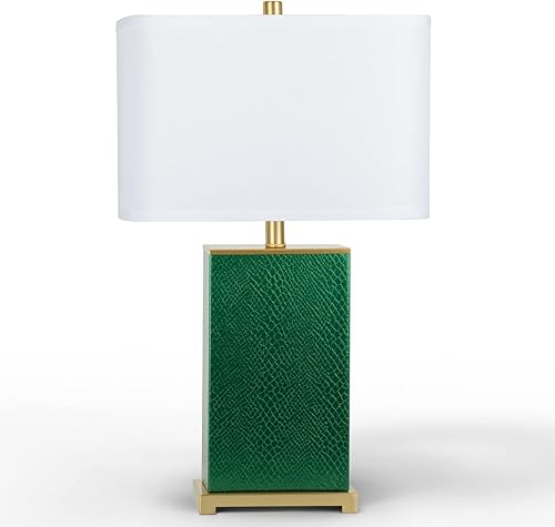 Miniatura 7 de JUNNAI Lámpara de mesa verde de 25 pulgadas Lámpara de mesita de noche regulable de 3 vías con pantalla blanca, lámpara de noche grande para