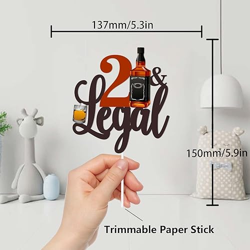 Miniatura 2 de Decoración de pastel con purpurina negra 21 legal para decoración de fiesta temática de animación al whisky, suministros de decoración de fiesta de