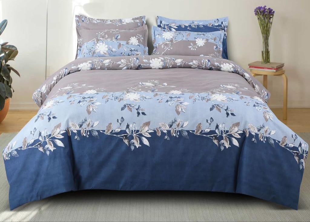 YKC 160 TC Glace Cotton Multi Color Graphic Printed Bedsheet for Double Bed with 2 Pillow Cover King Size Multicolor (Grey) (B0BN8GYS1Y) Amazon Price History, Amazon Price Tracker