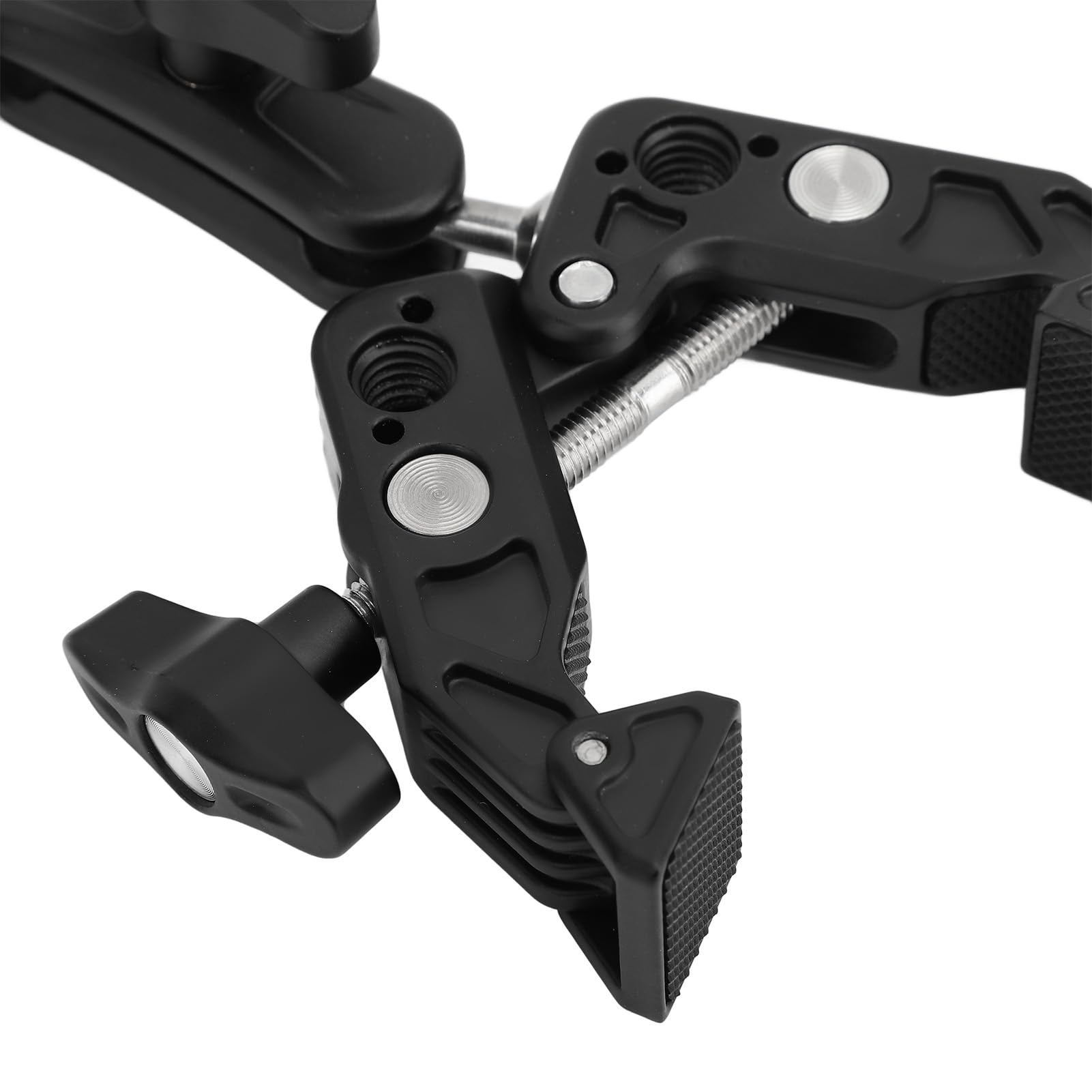Podwójny uchwyt Super Clamp do mocowania kamery ze stopu aluminium, regulowany adapter zaciskowy z głowicą kulową z interfejsem 1/4 3/8 cala do monitora, oświetlenie LED, sprzęt