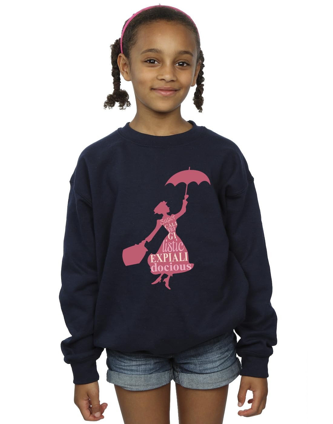Disney Girls Mary Poppins Flying Sweatshirt Navy Blue 7-8 Years