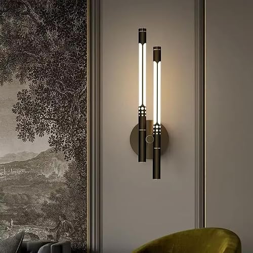 CWCQGH Nordic Copper Sconce Wall Lamp Vintage Bedroom LED Light Background Decor Home Indoor Lights Modern,Three colors-Black 36cm