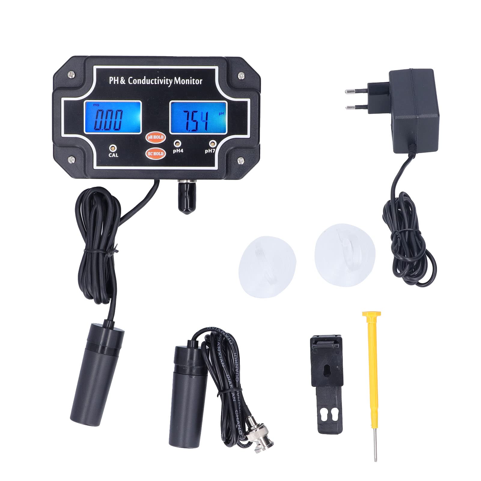 Alvinlite Tester di qualità dell'Acqua, Tester PH/EC 2 in 1 Misuratore di PH Portatile ATC Monitor idroponico DC6V per Acquario di acquari(EU230V)