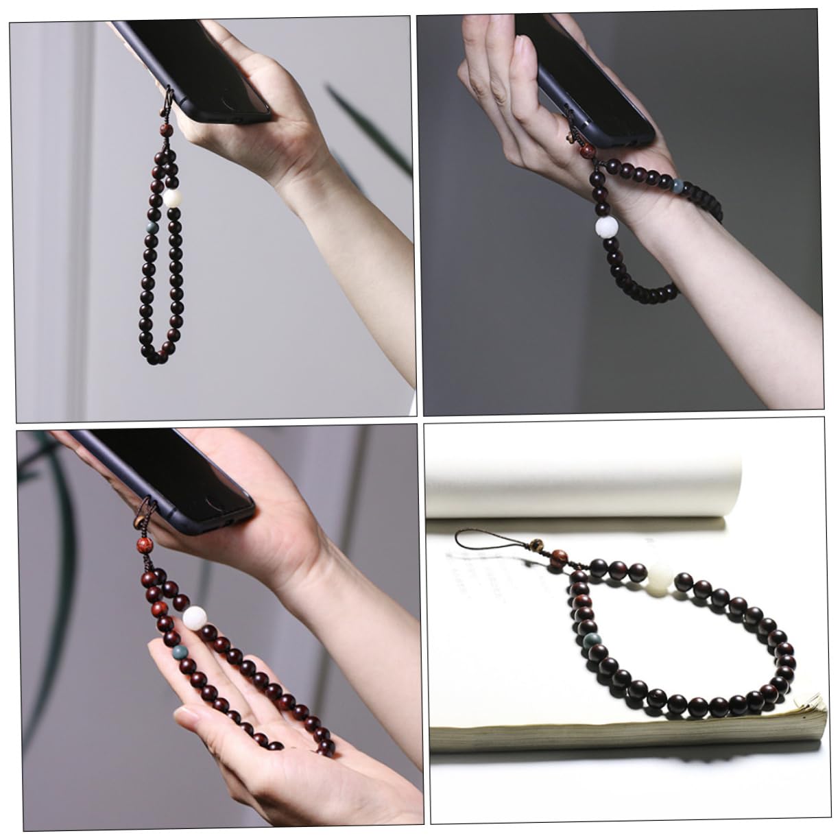 2 cadenas para teléfono móvil, correa de muñeca, cuentas chinas, cordón para teléfono celular, cordón para teléfono celular, cadena de mano, cadena de teléfono celular, cuerda de jade de