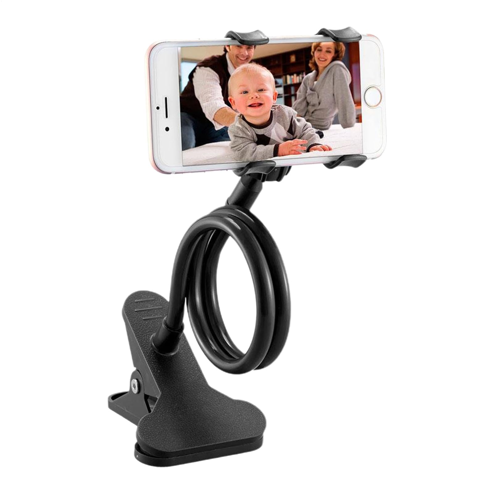 Générique Support Téléphone à Col de Cygne - Bras Long Réglable avec Support pour Tête de Lit ou Chevet,Pince Multifonction pour Smartphones - Fixation Stable Gym, Chambre, Cuisine