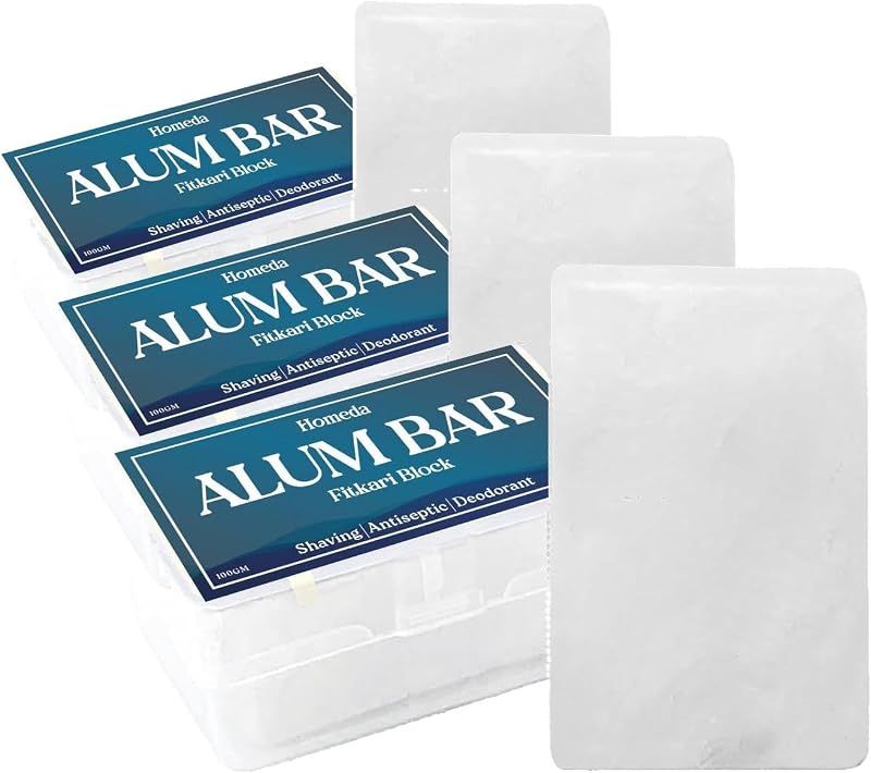 Bloco de Alúmen Homeda com Estojo, 100 g, Pacote com 3