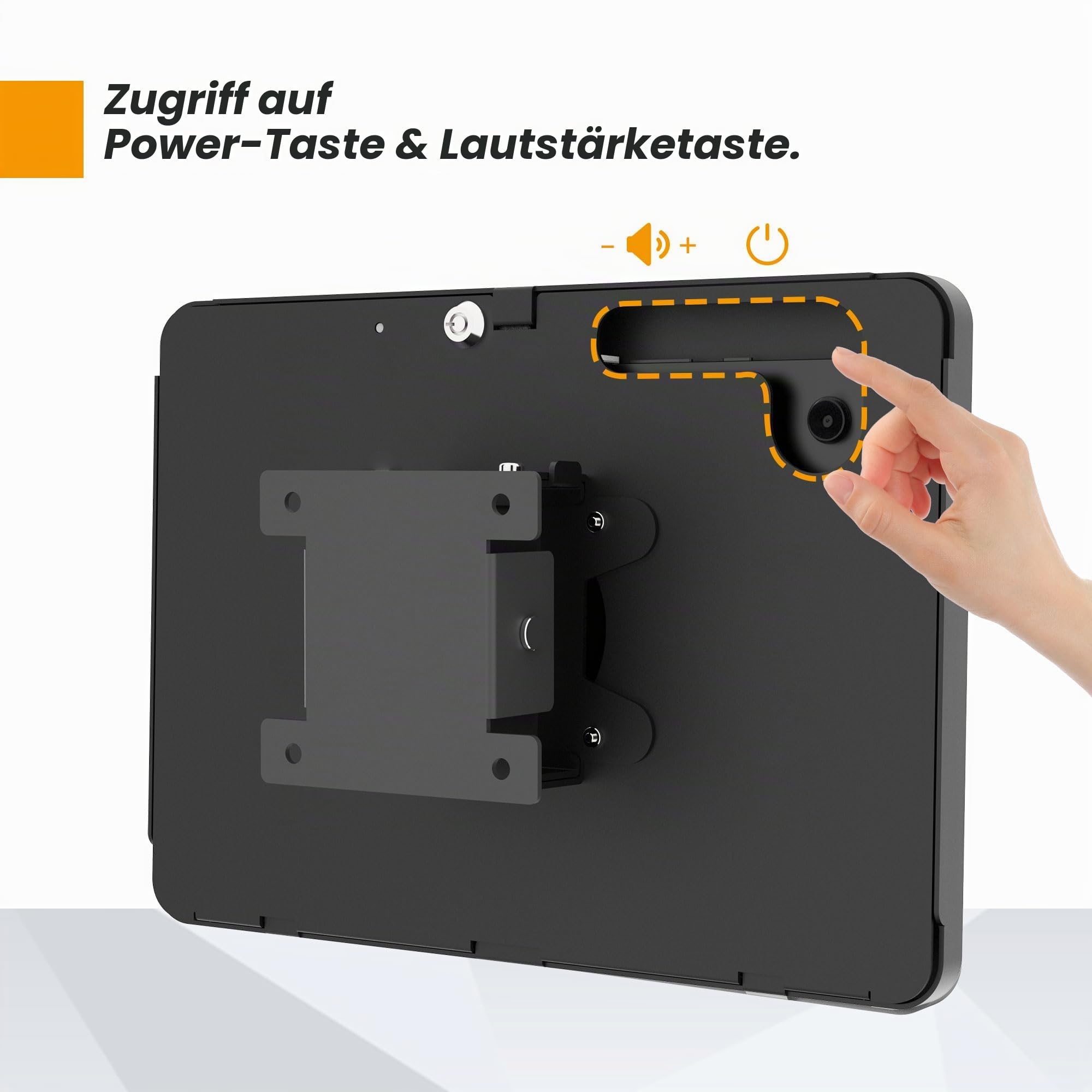 Tablet-Wandhalterung, kompatibel mit Samsung Galaxy TabA11+, Tab A9+, diebstahlsicher mit Schloss, komplett aus Metall, neigbar – BSW101BJ