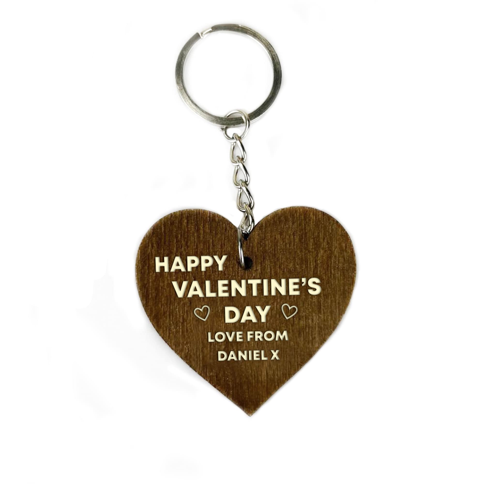 RED OCEAN Valentines Day Gifts Wooden Keyring Personalised Valentines Gift Wife Husband Boyfriend Girlfriend