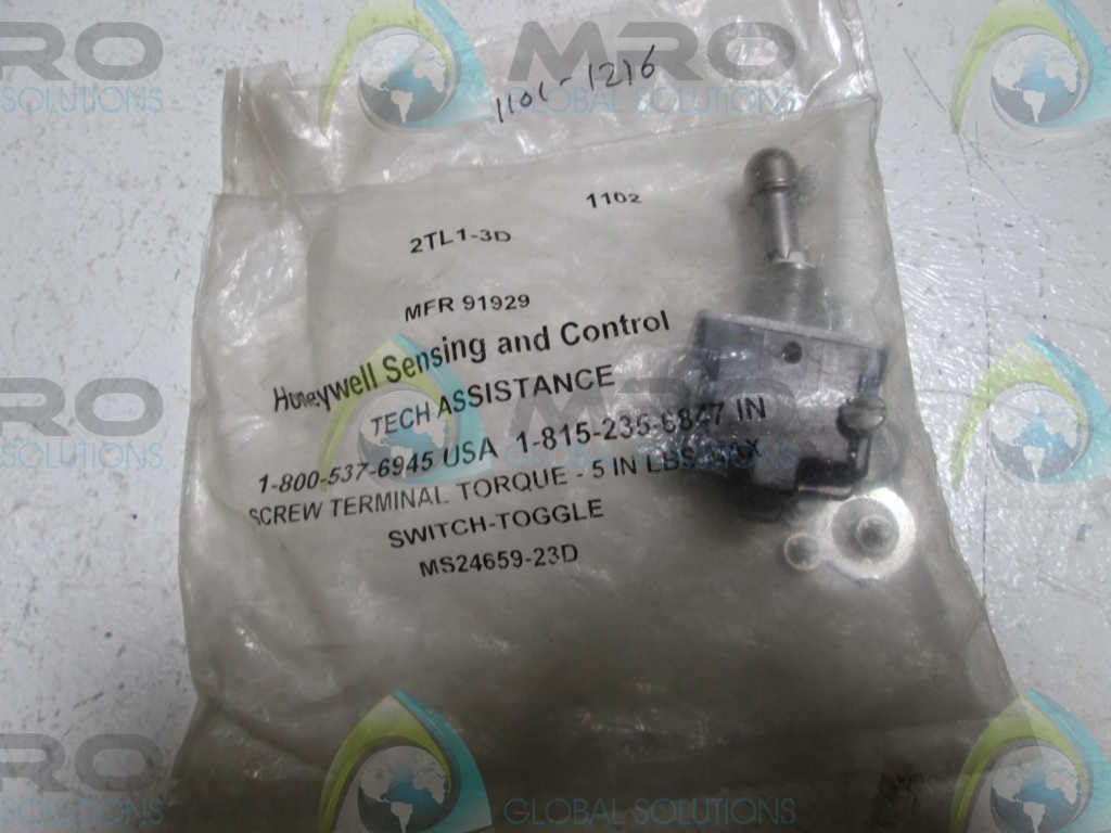 Honeywell 2TL1-3D Switch, Toggle, 2 Pole, 3 Position, Screw Terminals, Locking Lever, On-On