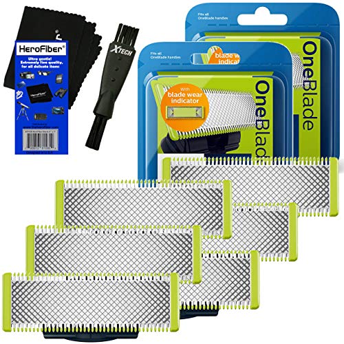 Philips Norelco OneBlade Replacement Heads (6 Pack) by HeroFiber for QP2520, QP2530, QP2630