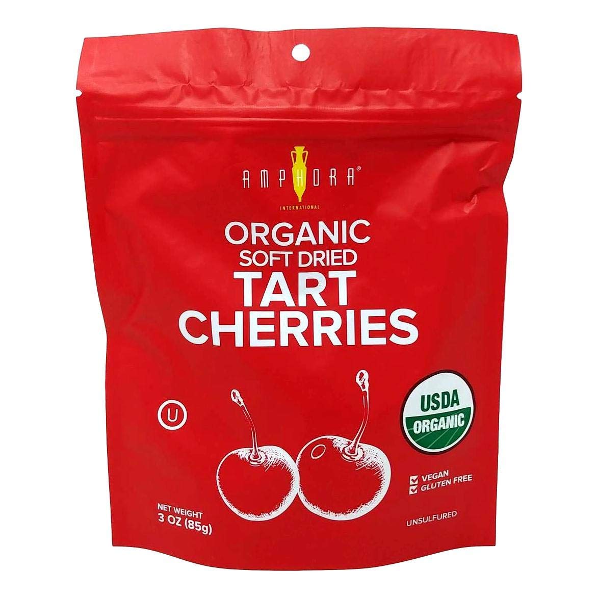 Amphora, Soft Dry Fruit Organic Cherries, 3 Ounce (Pack of 1)USDA Organic