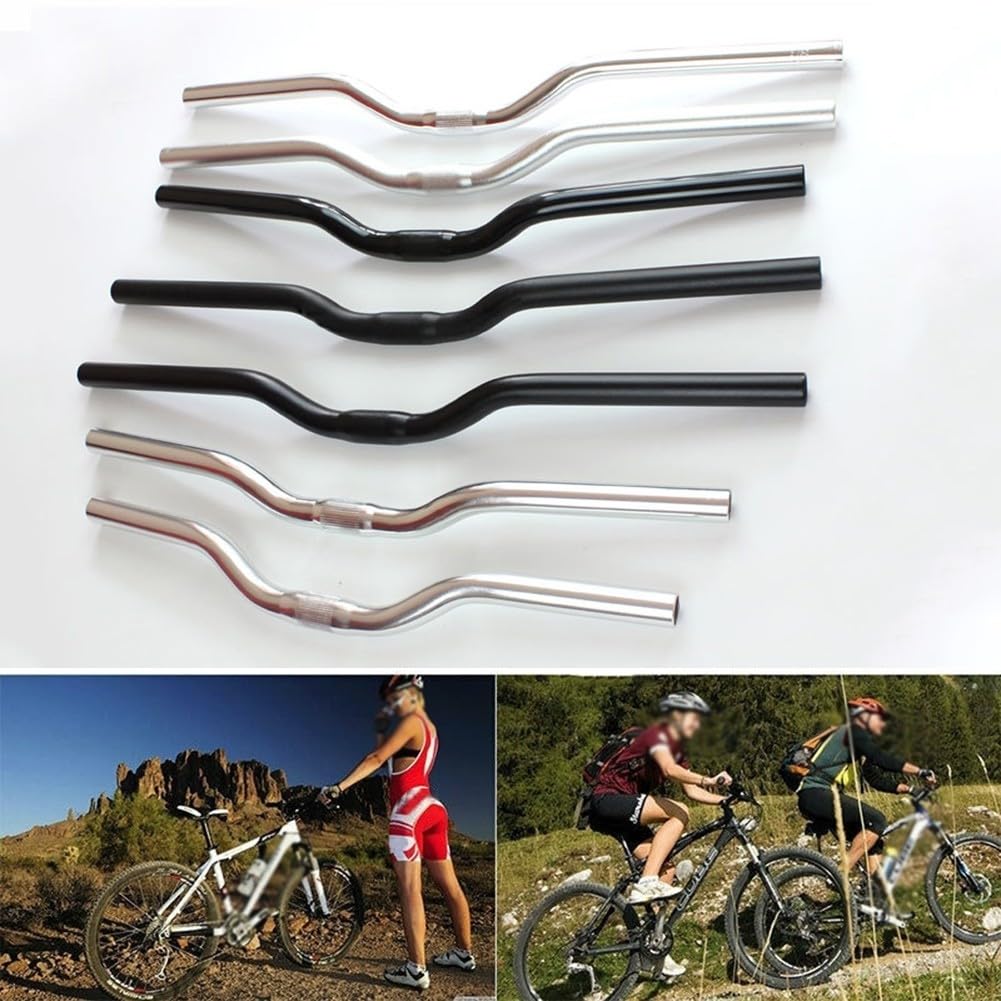1 x manubrio in lega di alluminio da 25,4 mm CNC per mountain road Fixie pieghevole bici da equitazione argento nero 480-580 mm (nero opaco 520 mm)