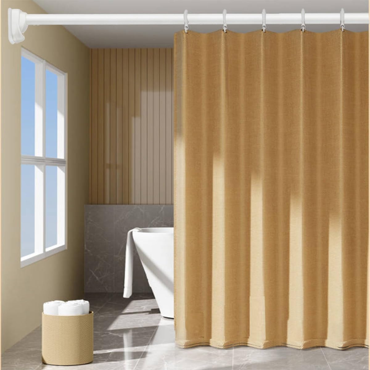 Tringle Rideau Extensible 40 À 500 Cm, Tringle A Rideaux Sans Percage, Tringle Rideau Sans Percage Extensible, Tringle De Douche Sans Perçage(Blanc,410-500cm)