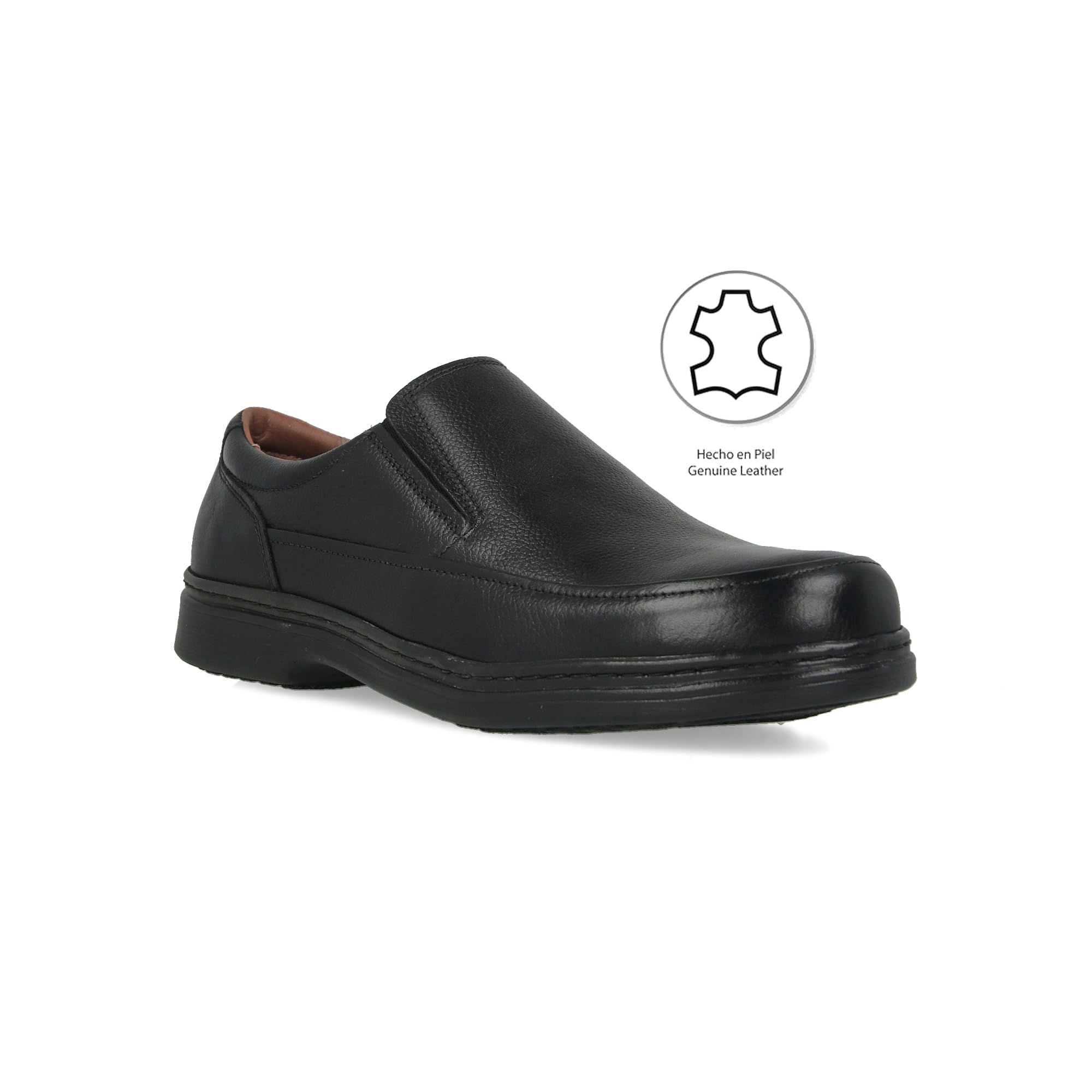 Scarpe da Lavoro in Pelle da Uomo, Uniformi, Sanità e Ristorazione. Fatto in Spagna. Imbottito. Suola di Gomma. Ideali Camerieri, Polizia. Lacci e Strappo