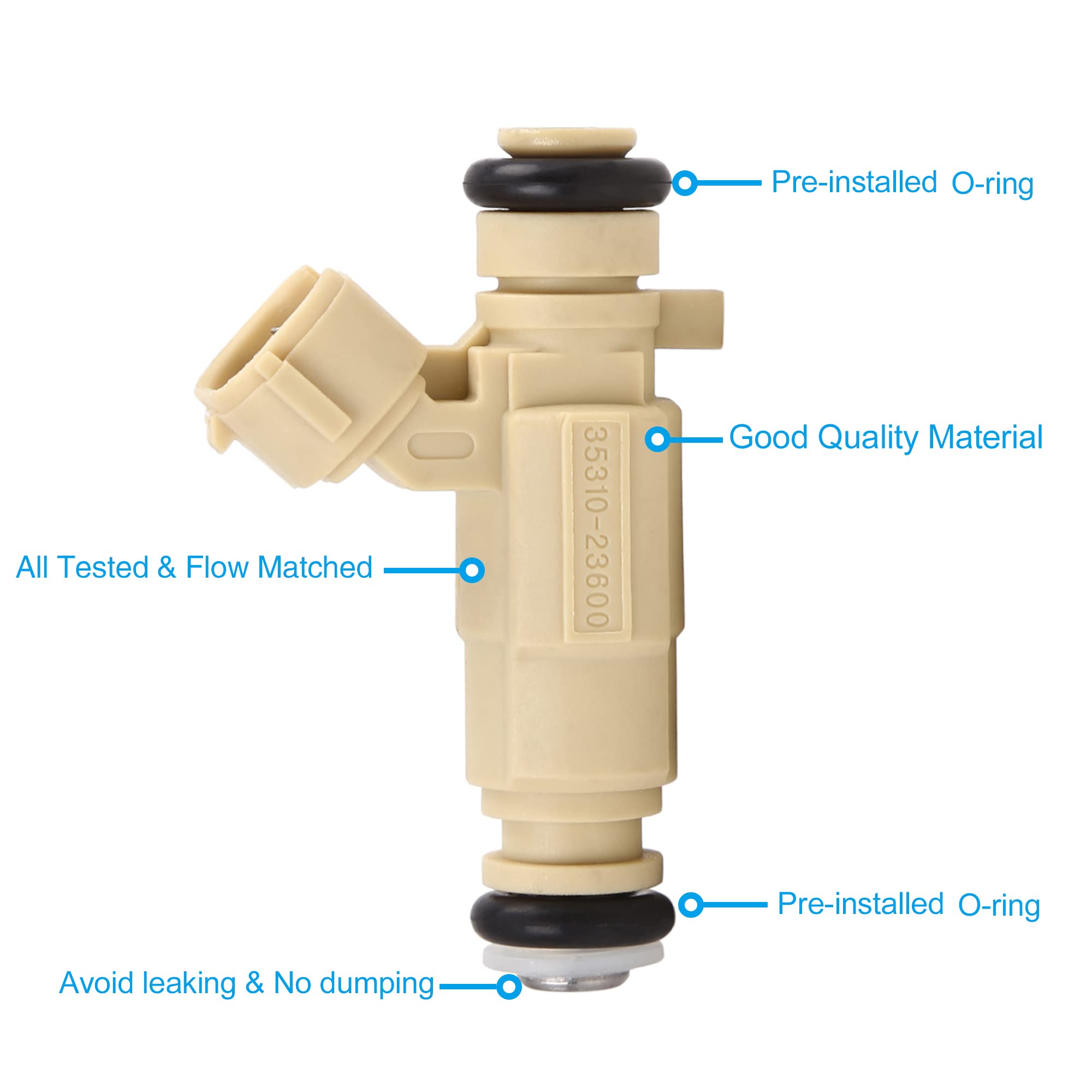 sourcing map Inyector De Combustible De Vehículo 35310-23600 para Coche l 2.0L 2.7L 6Pcs