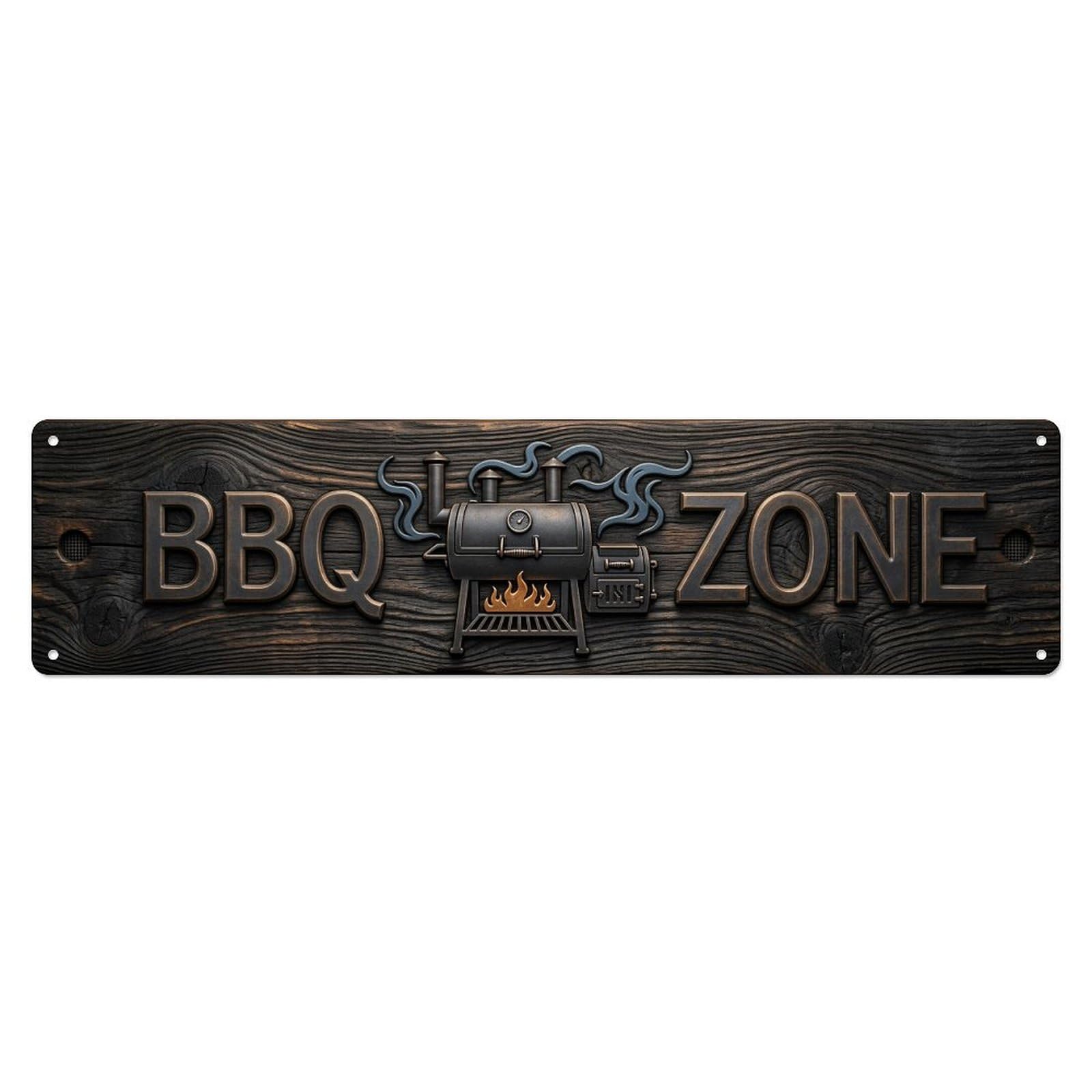 BBQ Zone Smoke House Metal Tin Skinny Sign Plaque Wall Decor for Cafe, Club Bar, Office, Home Garden Metal Poster 4x16Inch