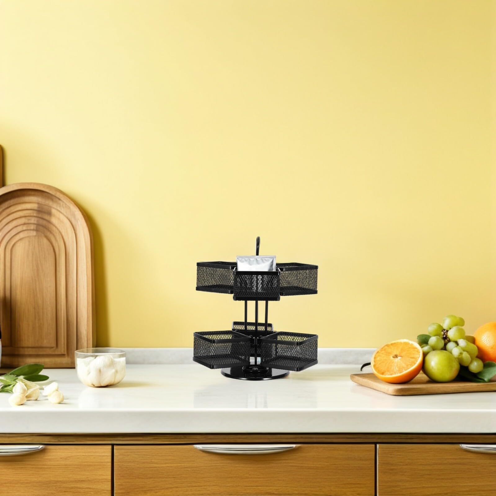 Gatuida Organizador Giratorio para Bolsitas de Té de Metal 6 Cestas Extraíbles, Soporte Vertical para 72 Bolsitas, Expositor Desmontable para Encimera de Cocina y Estación de Café