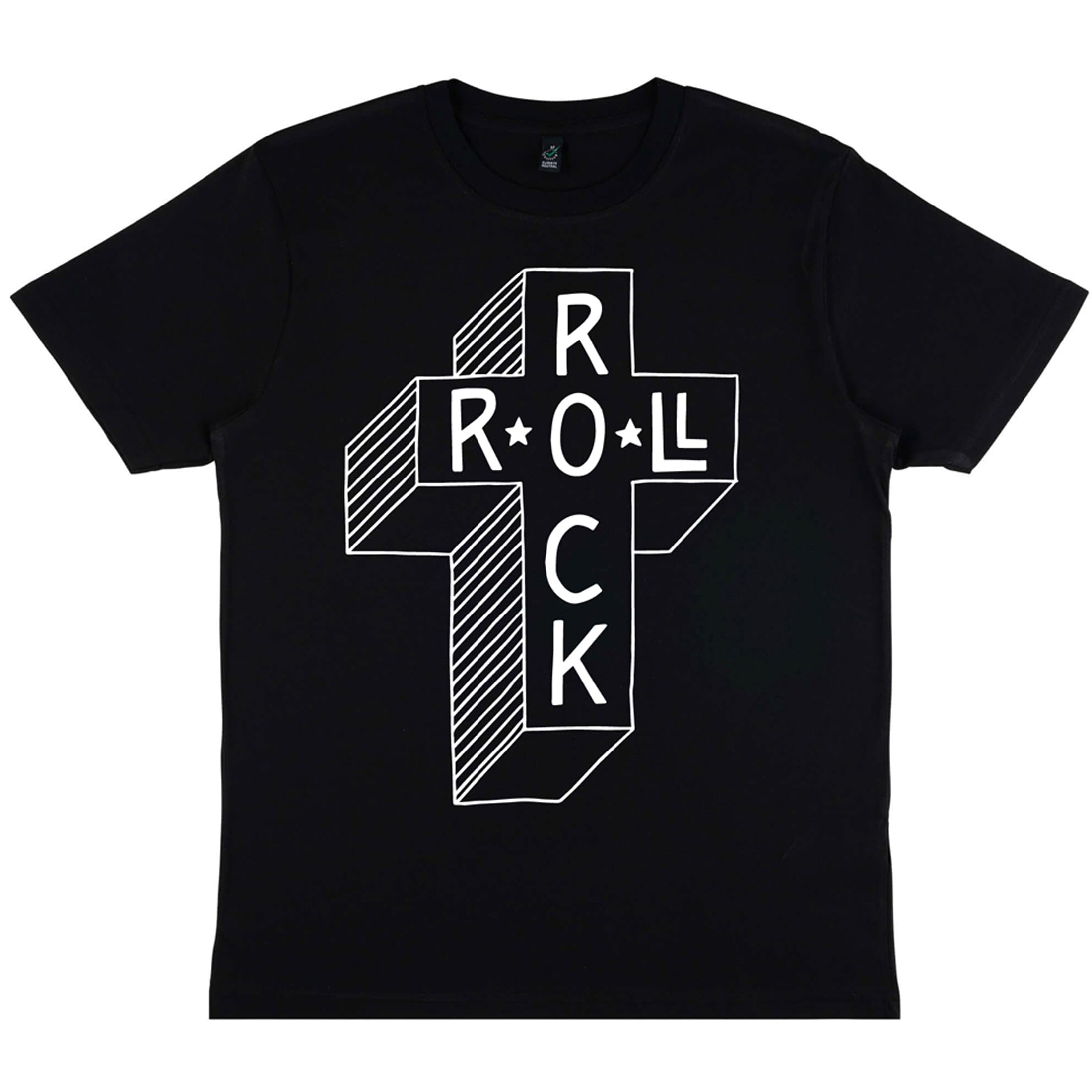DB DEADBEAT Rock and Roll Cross Motif Screen Printed Eco-Friendly Unisex Black T-Shirt for Men, Women and Teens M/Black/Cotton