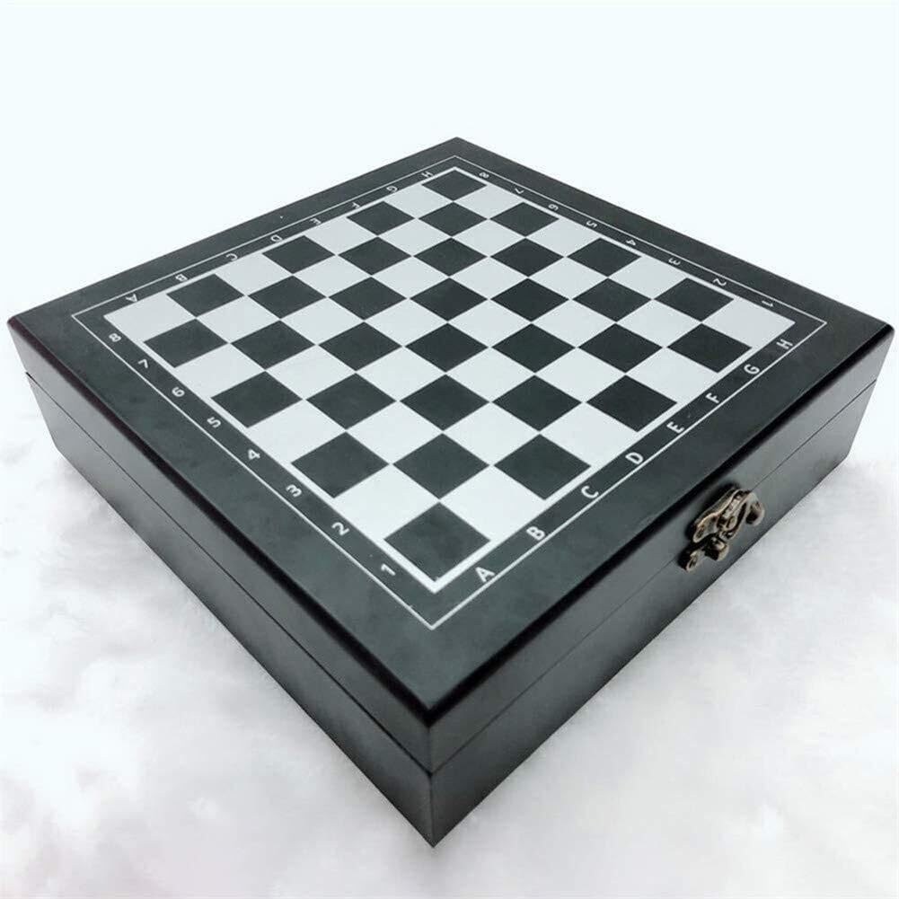 4-in-1-Schachbrett-Aufbewahrungsfächer aus Holz Schach