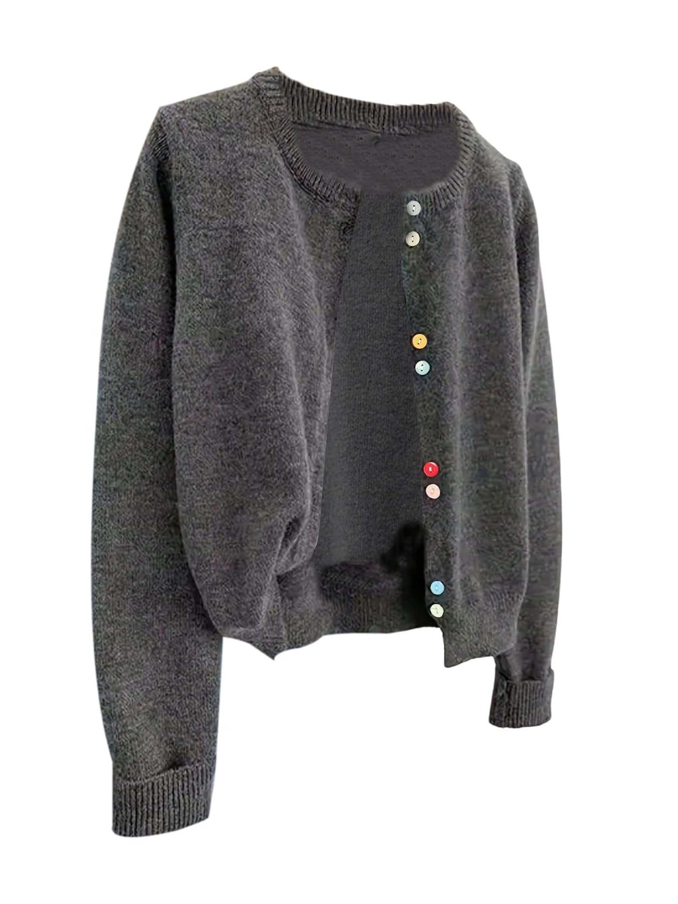 Womens Button Down Cardigan Long Sleeve Crewneck Sweaters Cardigans Knitted Outerwear Fall Outfits
