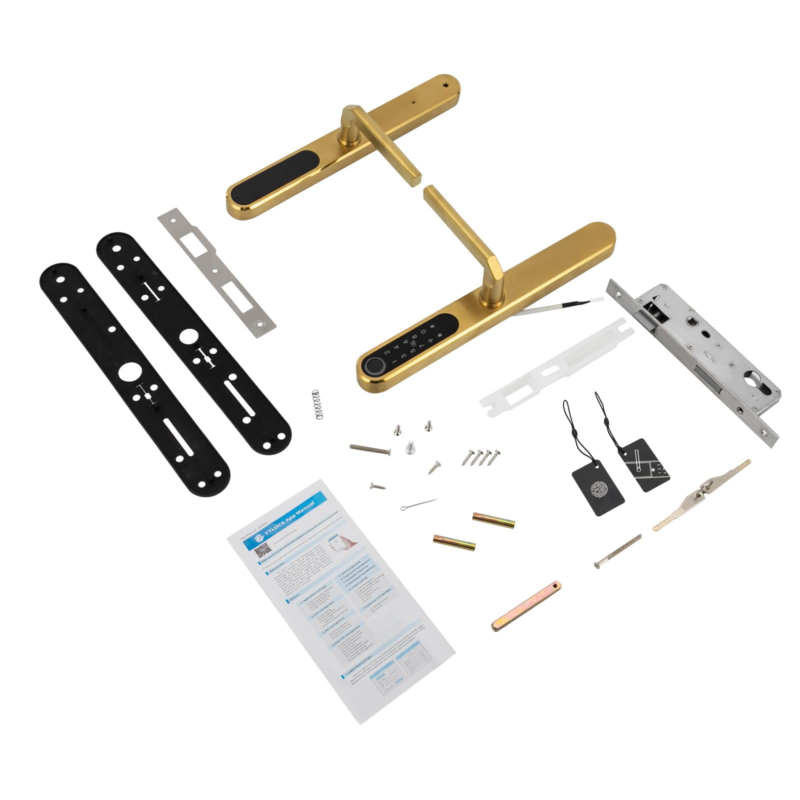 Gold Fingerabdruck-Türschloss, Intelligentes Türschloss mit Griff Digitales Türschloss, für Häuser Wohnungen Hotels Büros 4 * 33cm