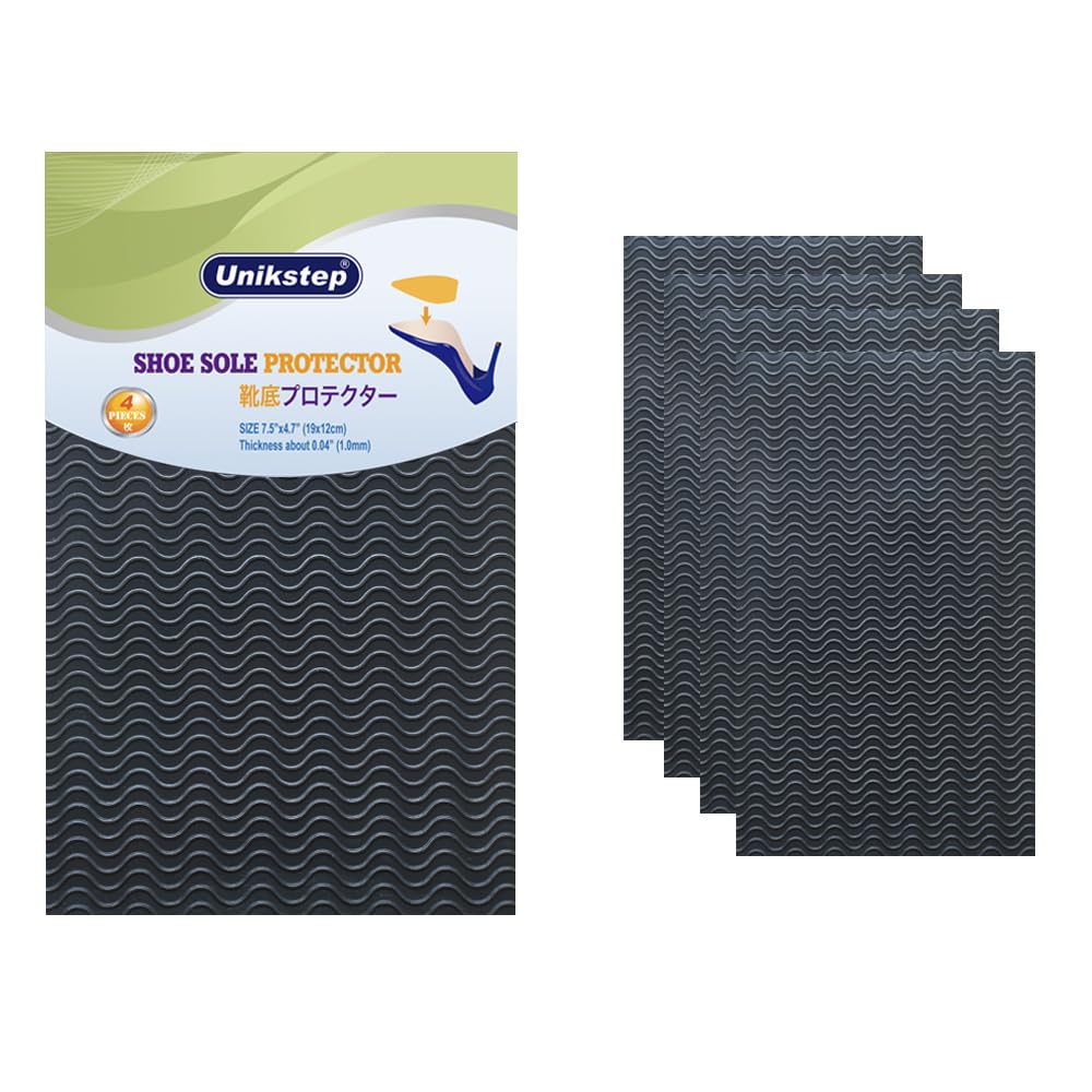 UNIKSTEP 2 Pairs (4 Pieces) Shoe Sole Protectors, Wave Pattern Shoe Bottom and Heel Non Slip Grips