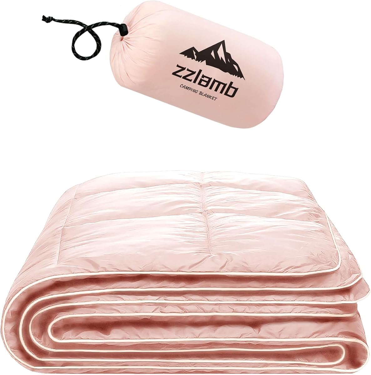 zzlamb Camping Blanket Compact Down Alternative Outdoor Blanket | Lightweight Soft Puffy Blanket Water-Repellent, Packable Warm Quilt Picnic Hiking Backpacking Beach Travel RV Airplane Car
