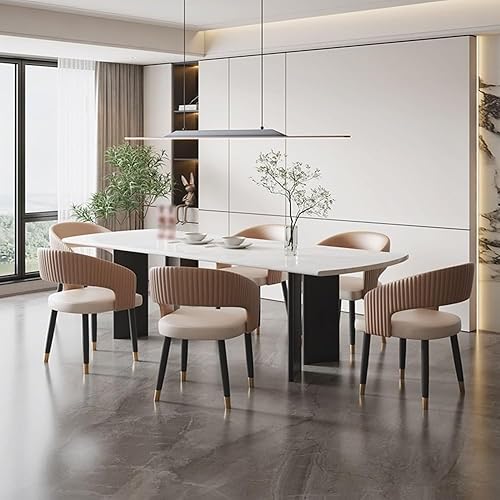 Miniatura 4 de Sillas de comedor, modernas sillas de comedor de cuero sintético con brazos y patas de metal, Sillas para comedor (azul)