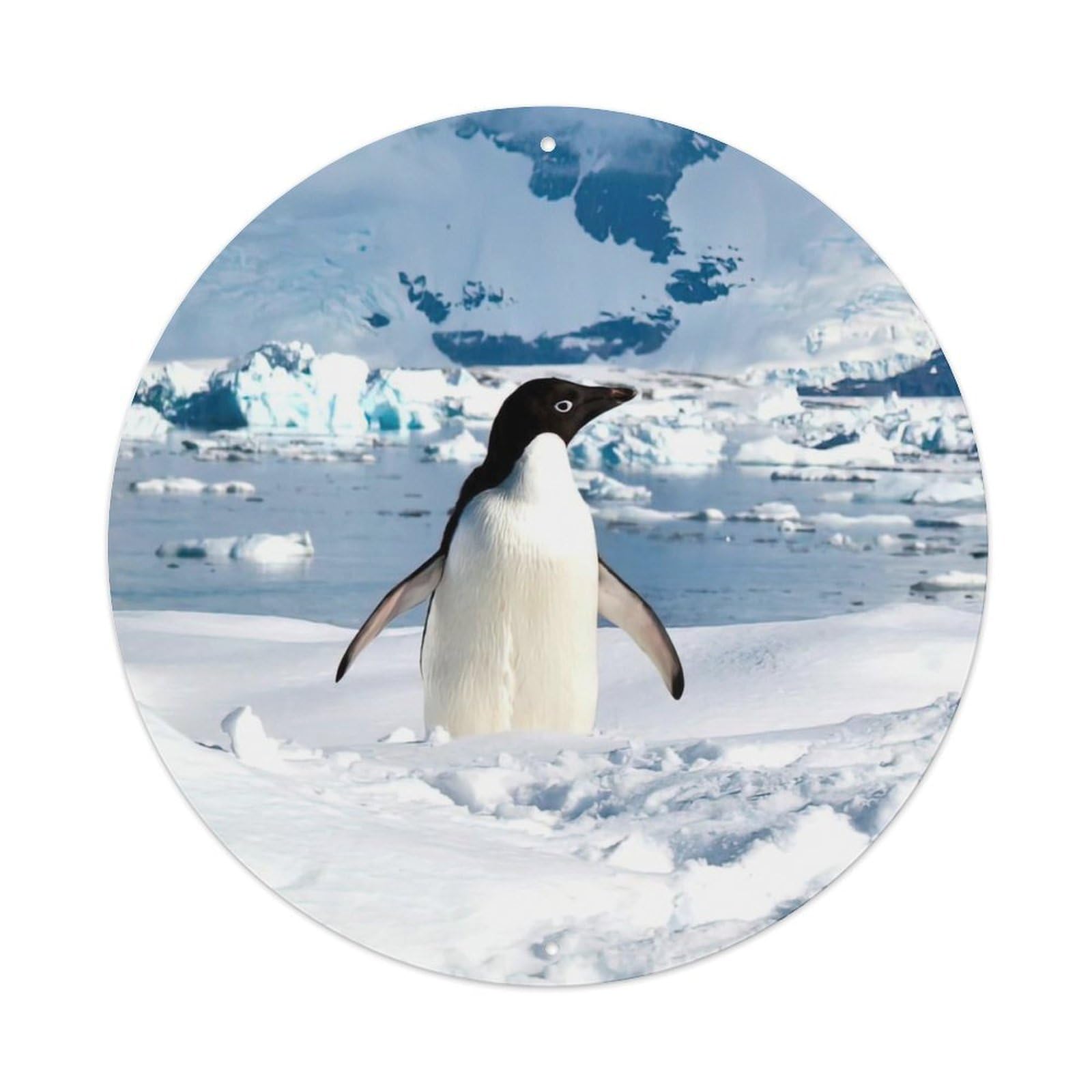 Arctic Animals Penguin in The Snow Vintage Metal Tin Sign Plaque Wall Decor for Cafe, Club Bar, Office, Garden Metal Poster 8x8Inch