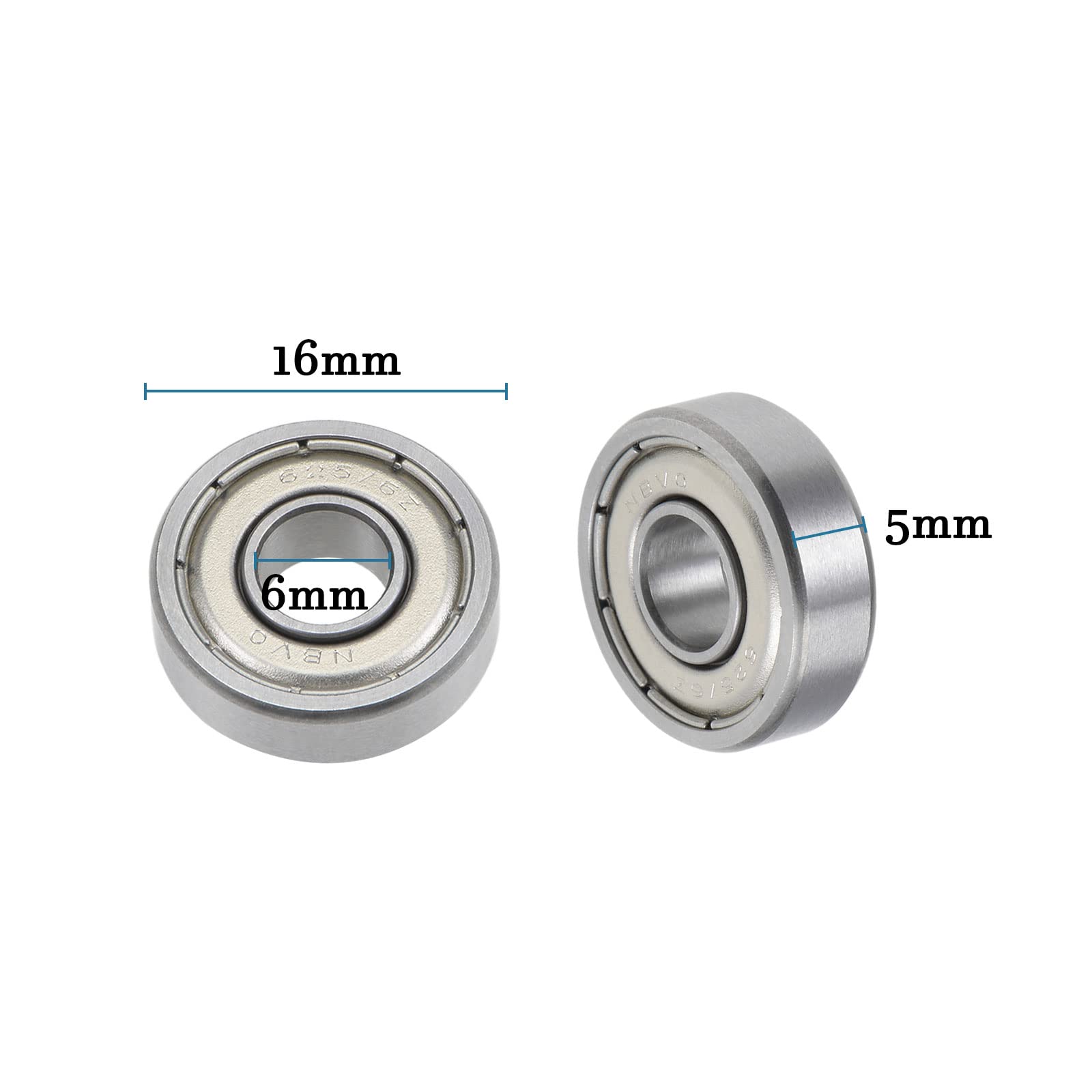 Roulements à Billes QUARKZMAN R1660ZZ 6x16x5mm - Lot De 10PCS Acier Chromé Double Scellé