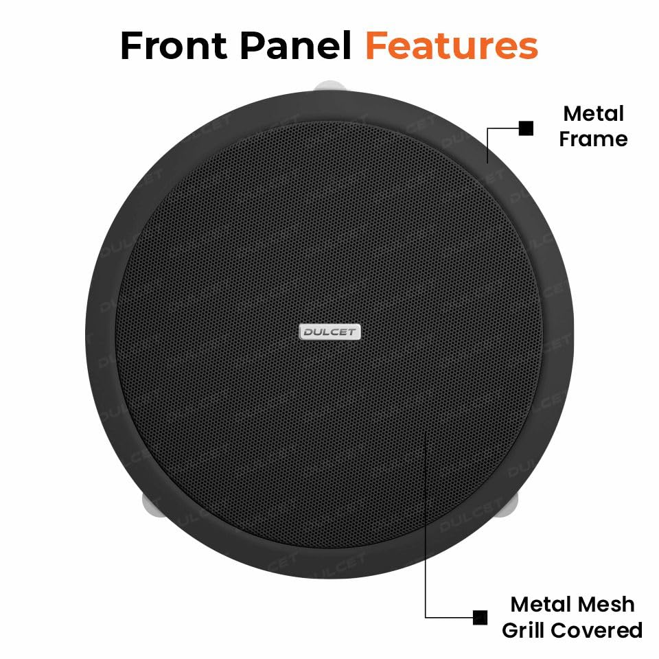 Image of DULCET DC-CS8X-LN Black 8 inch 20W Full Range 8 Ohms Line Ceiling Speaker with Dedicated 100V Constant Supply Input & Line Matching Transformer specifically for PA Amplifier with 100V line Output