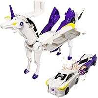 Vista 8 de Paquete de 2 juguetes de automóvil de unicornio transformador de colisión magnética, autos transformadores que chocan contra un unicornio, regalo