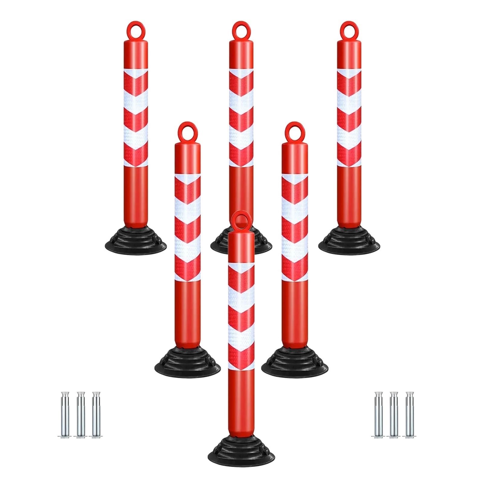 Générique Lot de 6 poteaux de signalisation routière - Colliers réfléchissants Robustes et Base lestée, bornes de stationnement en Plastique Durable pour la sécurité rout