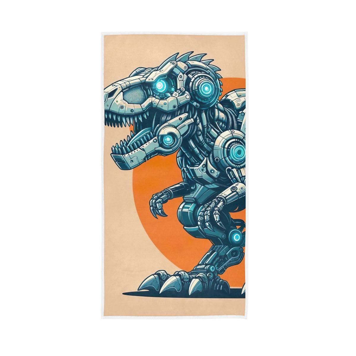 LSRCPD Robot Dinosaur Orange Hand Towels, Hand Towels Decorative 15 x 30 Inches, Bathroom Towel