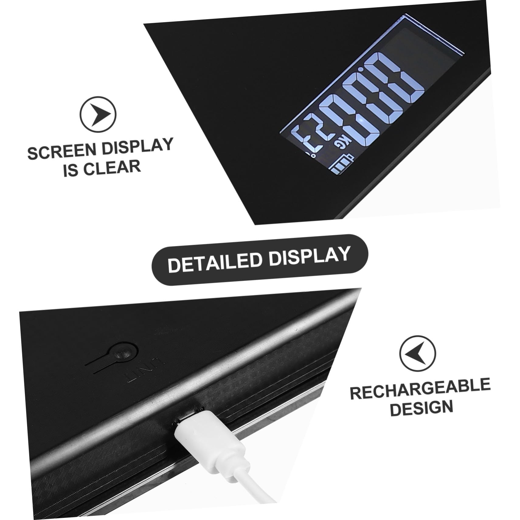 Bilancia Digitale Corpo in Vetro Temperato Bilancia Pesapersone con Connessione Wireless Ricaricabile USB Misurazione Precisa per Casa e Viaggi Design Compatto e Resistente